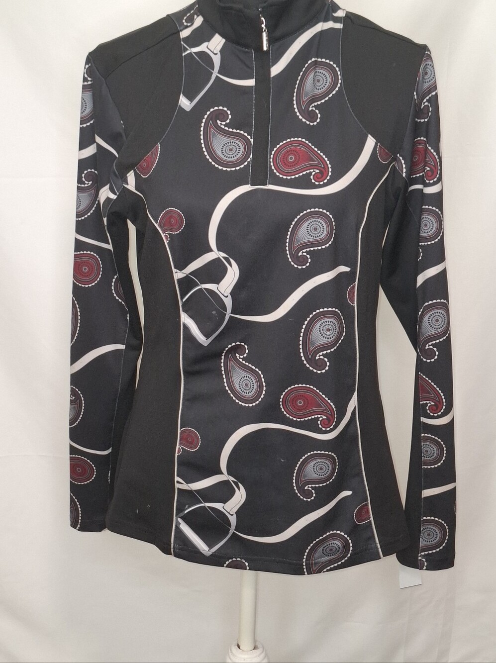 Arista Equestrian Quarter Zip Black Paisley Women’s Large